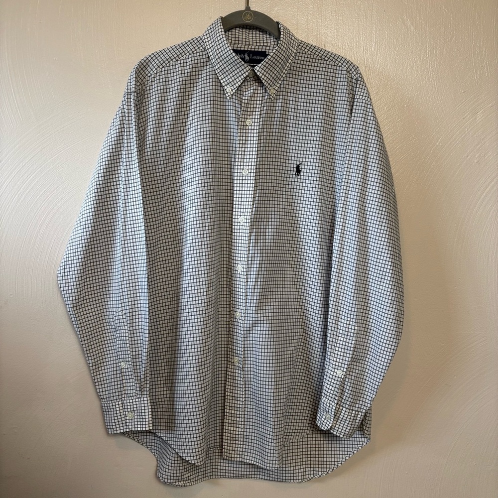 Ralph Lauren Men’s Shirt Blake Button Down Long Sleeve Checkered‎ Black Size M